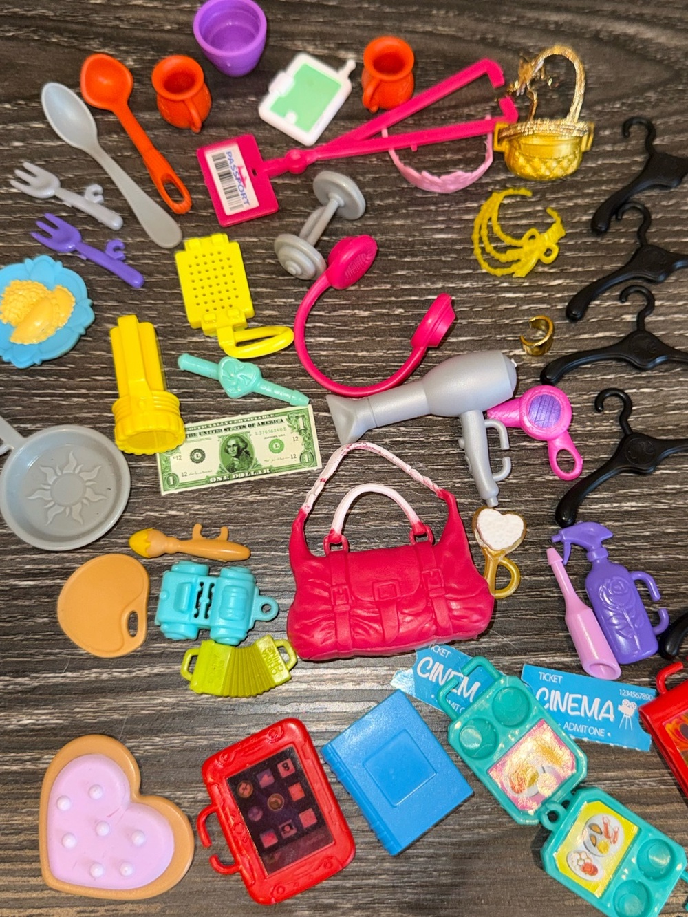 Barbie accessories hangers hair blow dryer brush mirror bracelet necklace